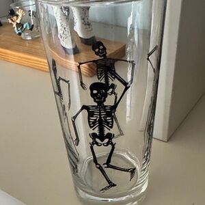 Skeleton Print Glass Tumbler